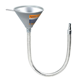 Yuesstloo front view of steel funnel showing full 25.6" length and durability benefit