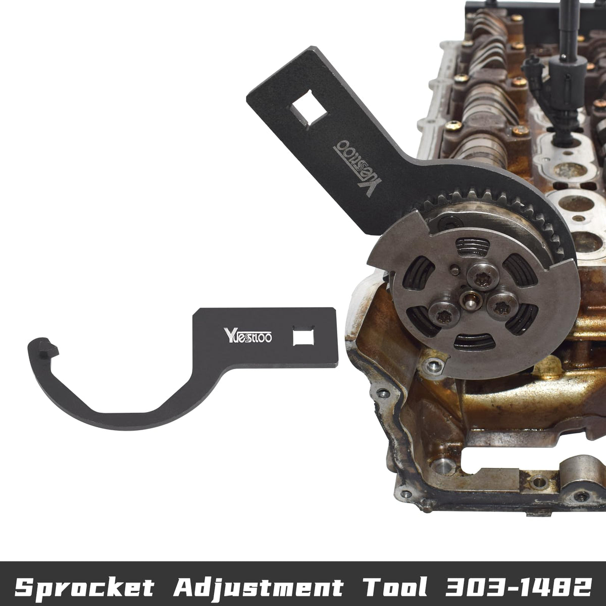 Yuesstloo fuel pump tool dual-use showing compatibility with 3.0L and 5.0L engines