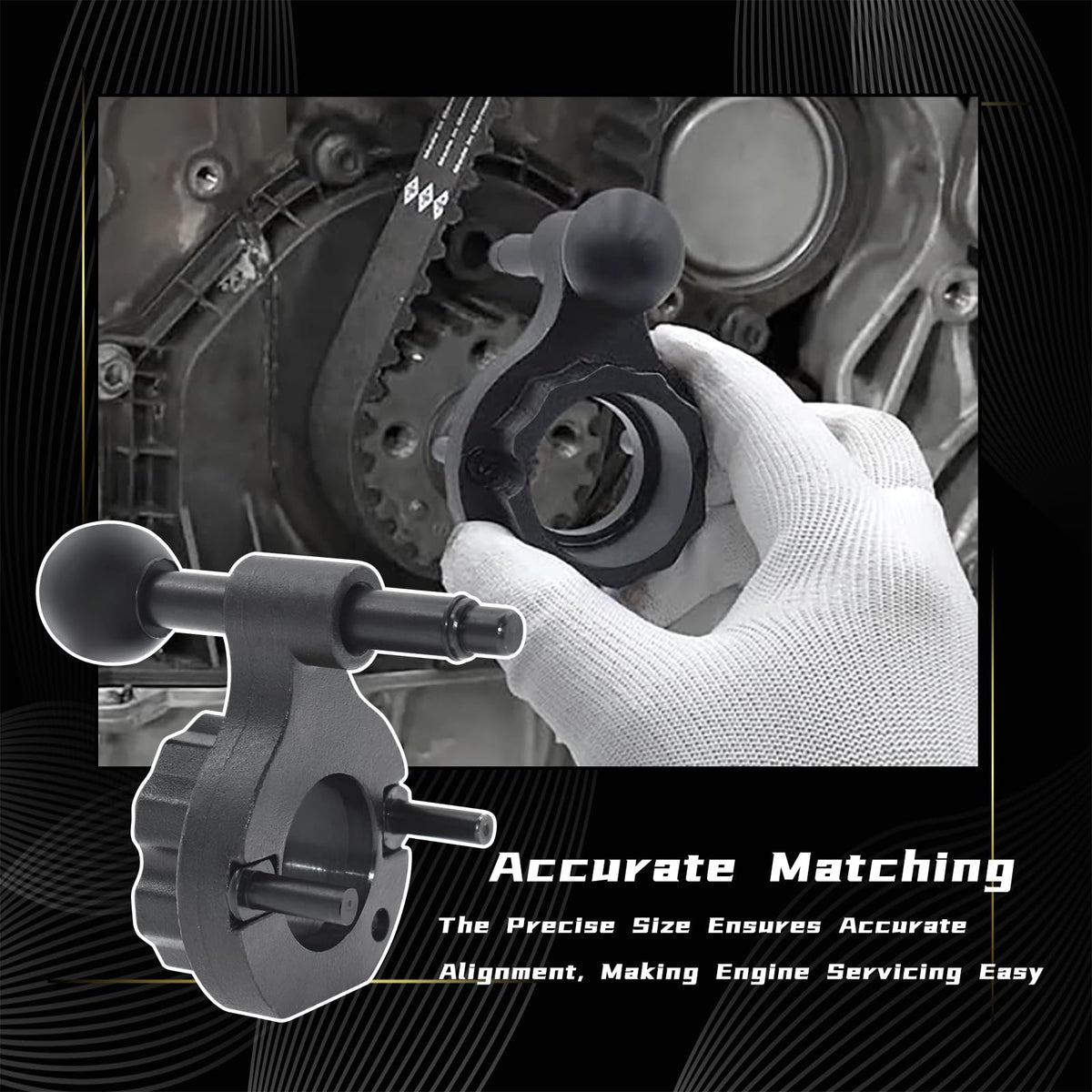 Yuesstloo tool installed on engine demonstrating correct fitment