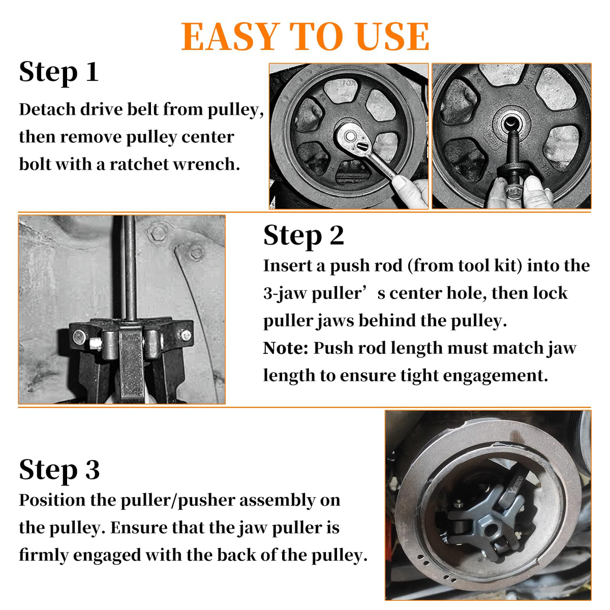 Yuesstloo kit in use on engine demonstrating safe removal without radiator removal