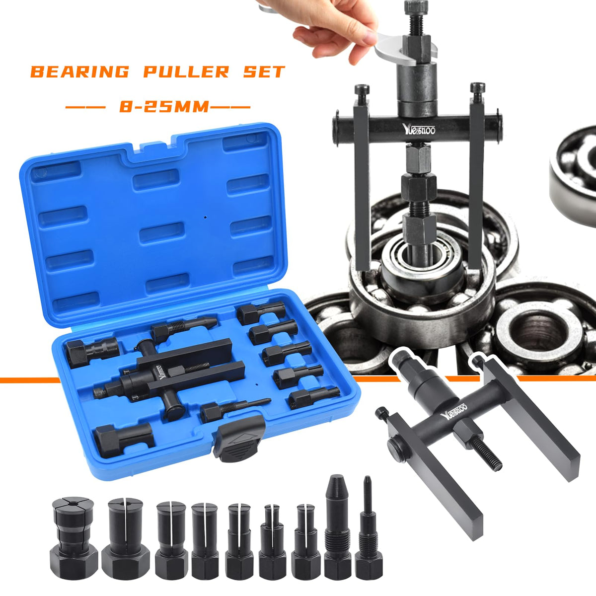 Yuesstloo kit on a workbench beside tools, demonstrating field-ready convenience