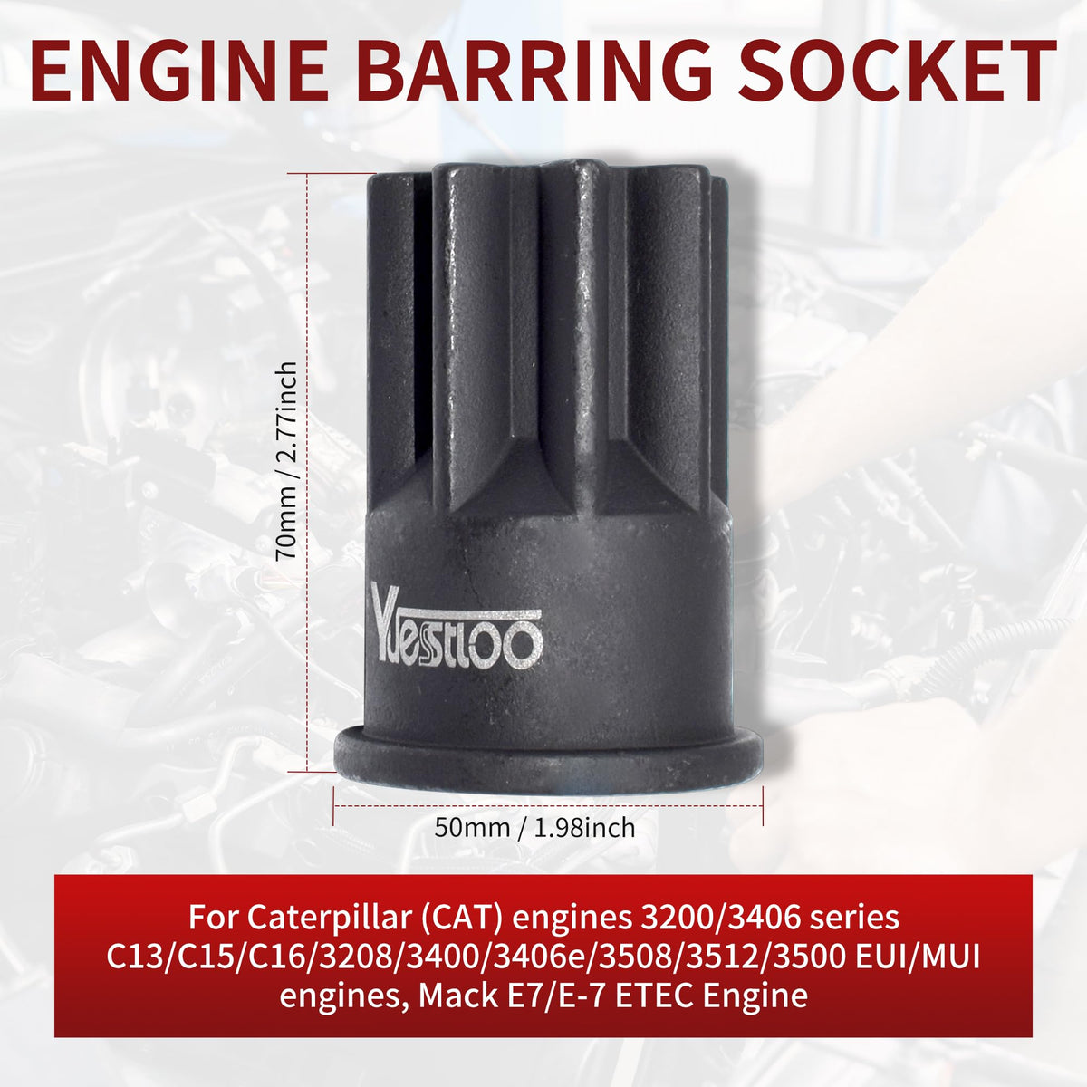 Yuesstloo socket in use on flywheel demonstrating safe turning and precise indexing benefit