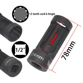Yuesstloo socket set laid flat showing six metric sizes and spreaders for quick selection