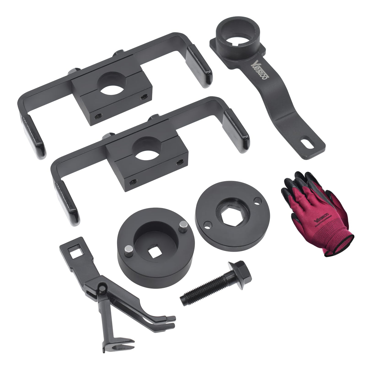 Yuesstloo valve spring compressor close-up highlighting robust construction and safety