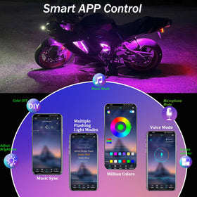 YUGUANG smartphone app control screen demonstrating easy color, mode, and music synchronization