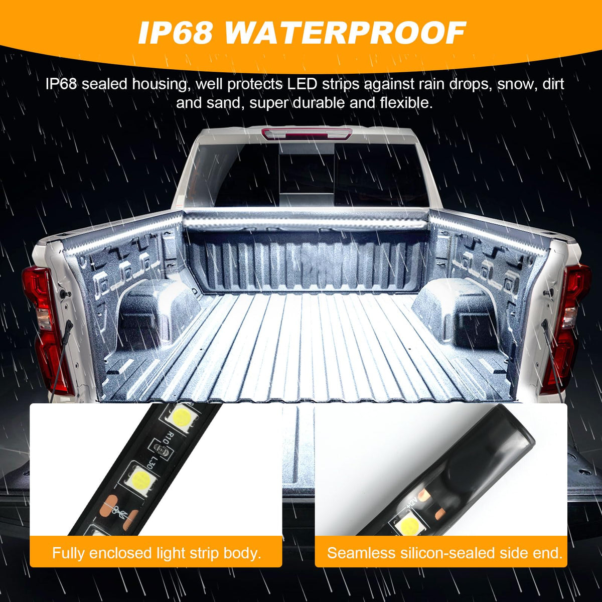 YUGUANG mounted in truck bed showing full-bed illumination and improved visibility
