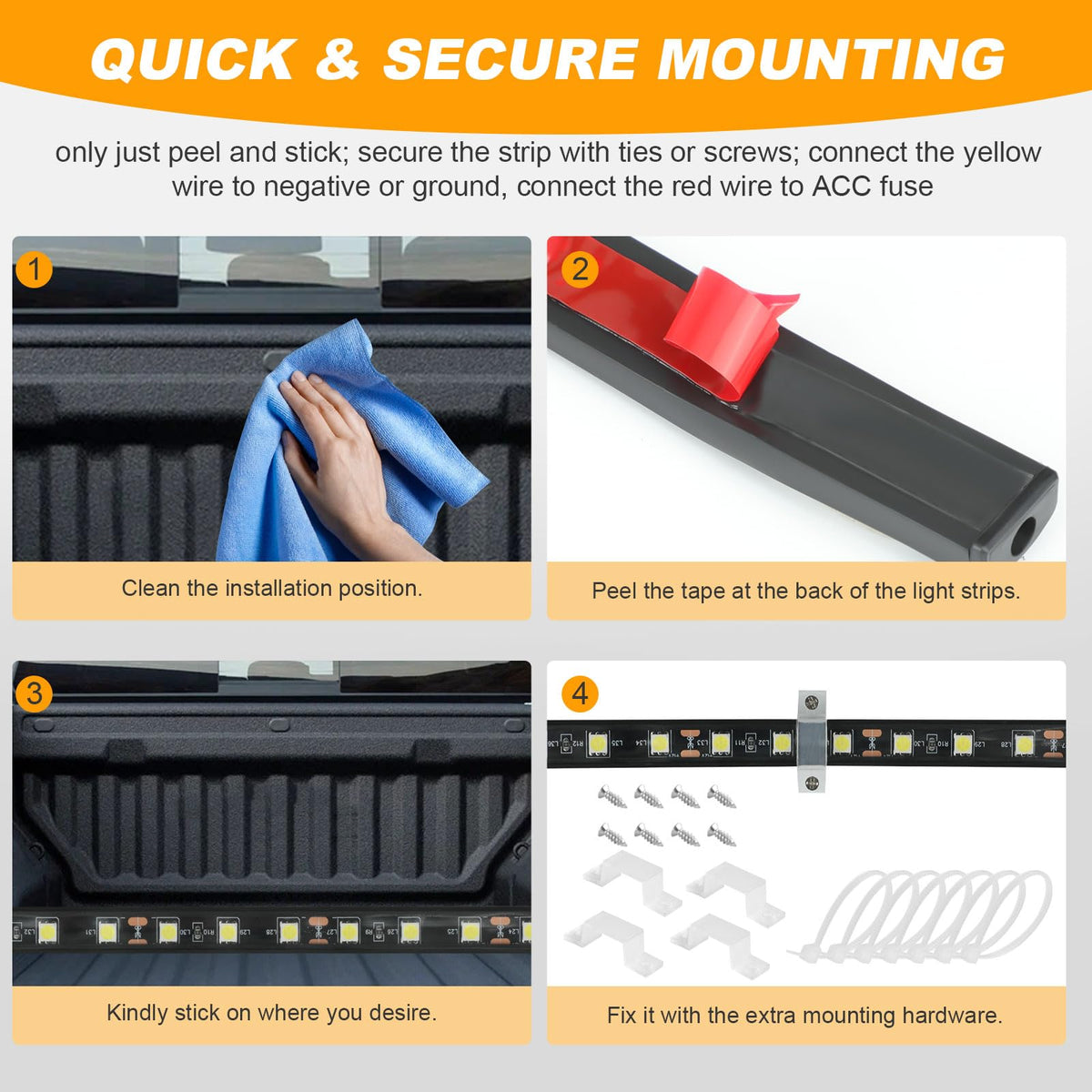 YUGUANG mounting hardware and clips displayed for secure adhesive backup