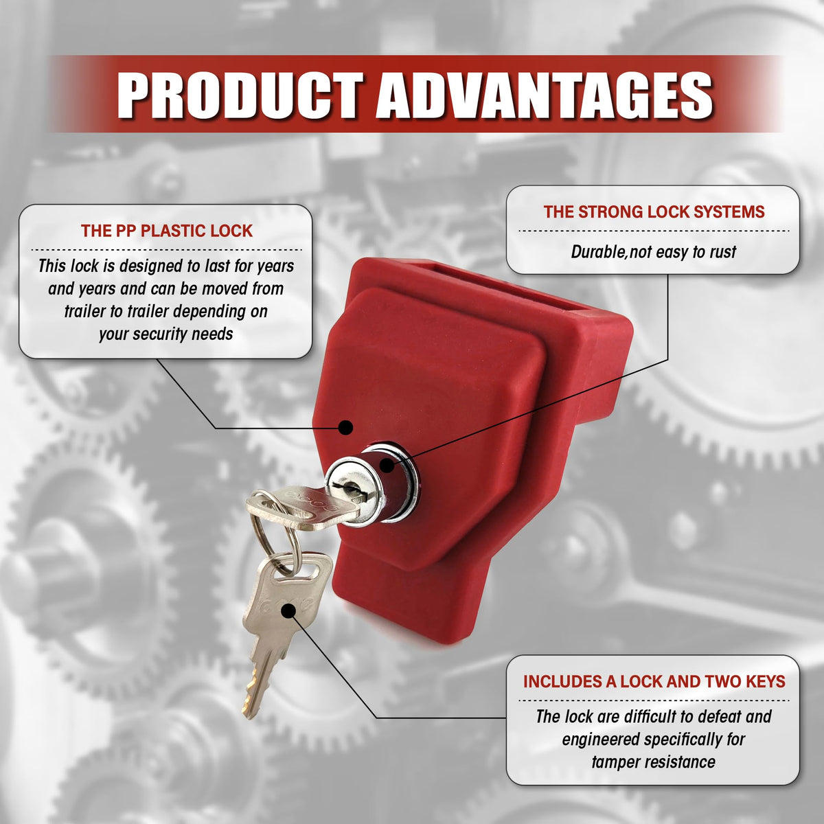 Yujanery lock on a parked truck glad hand offering visible deterrent and added safety