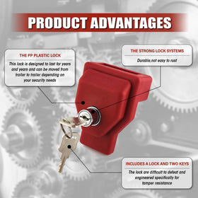 Yujanery lock on a parked truck glad hand offering visible deterrent and added safety