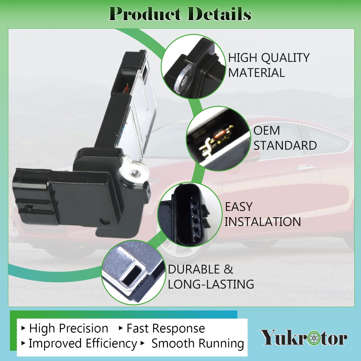 Yukrotor MAF installed in engine bay demonstrating correct orientation and benefit