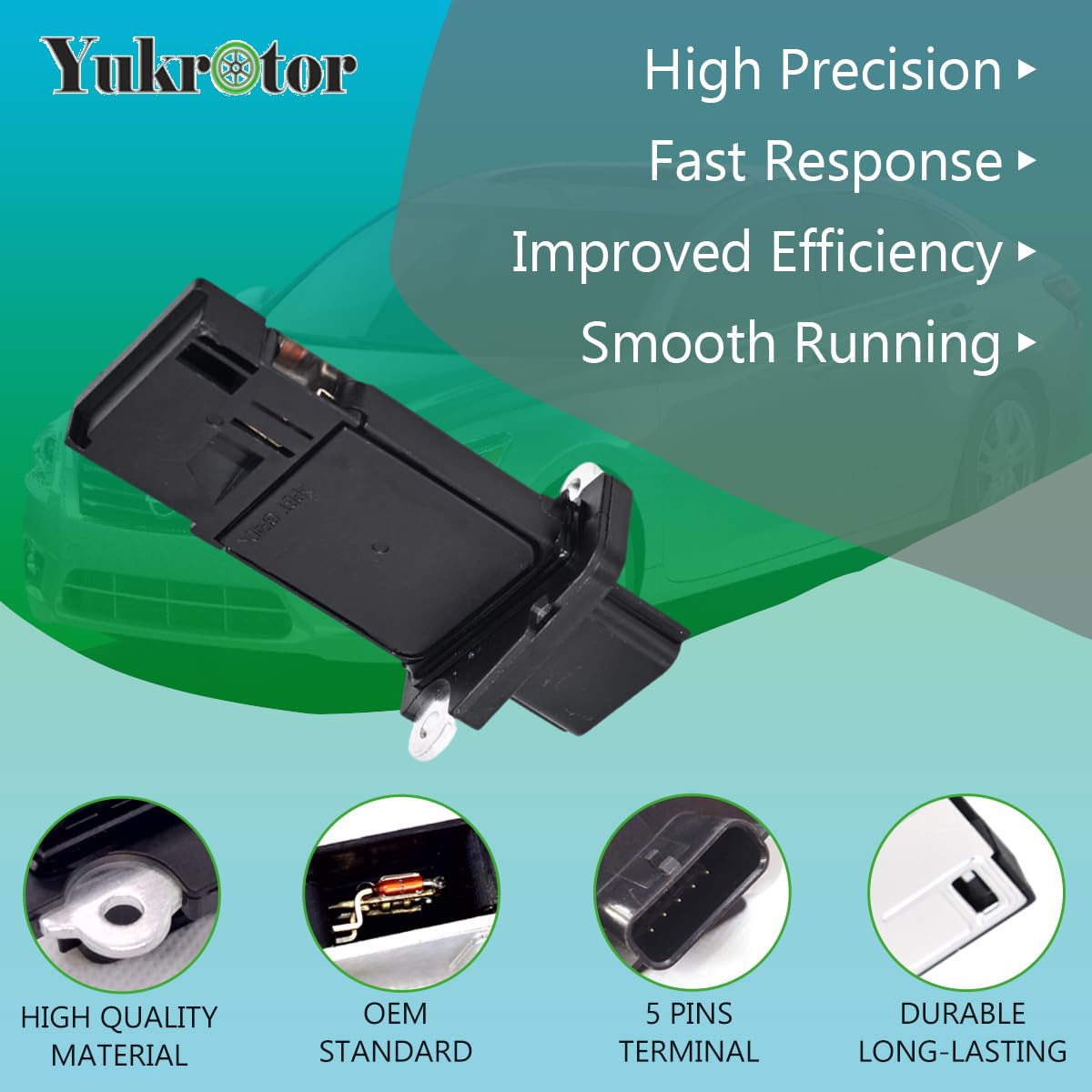 Yukrotor MAF installed in intake demonstrating direct-fit replacement benefit