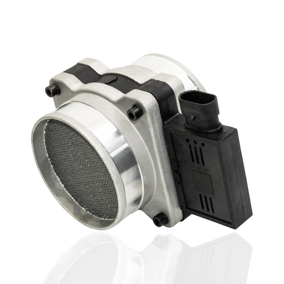 Yukrotor MAF sensor front view showing housing and mounting alignment benefit accurate fit