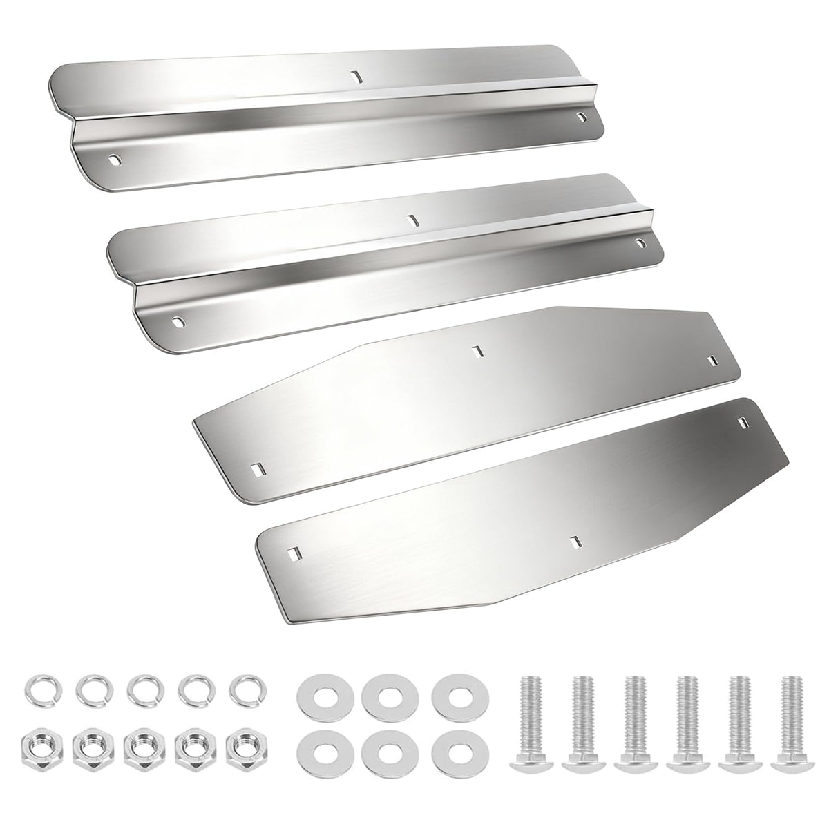 Yuleimy front view of four stainless weights showing durable construction and anti-sail benefit