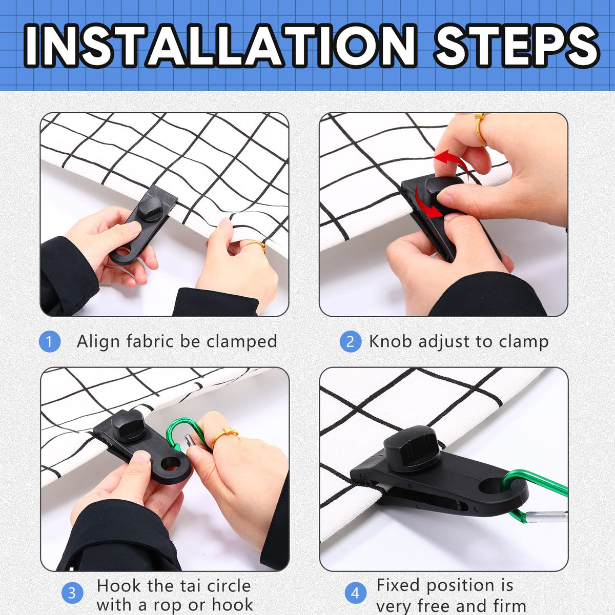 Yulejo clip attached to pool cover demonstrating secure hold and easy installation