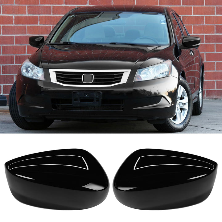 Yumzeco front view of glossy black mirror covers showing clean finish and fit benefit