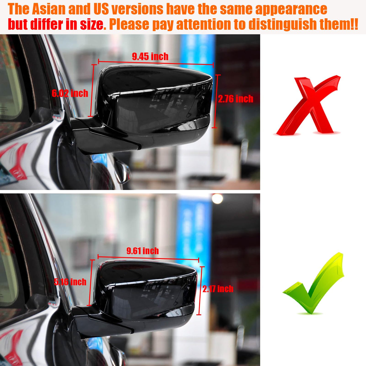 Yumzeco driver side installed mirror cover demonstrating restored exterior look