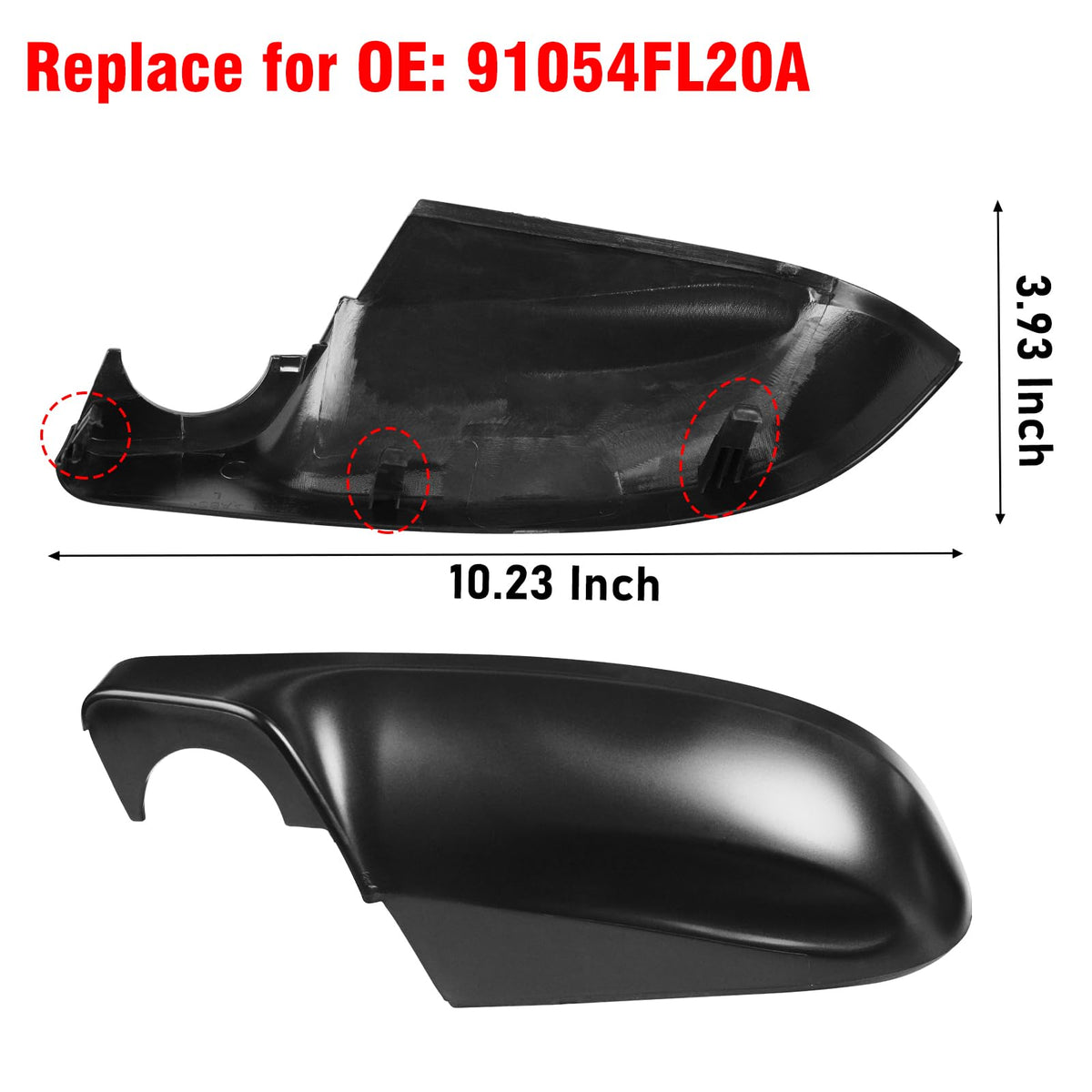 Yumzeco mirror bottom cover installed on Subaru showing improved appearance