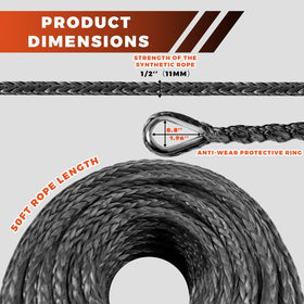 YUNPEAK rope laid next to a ruler showing 50ft length and scale convenience
