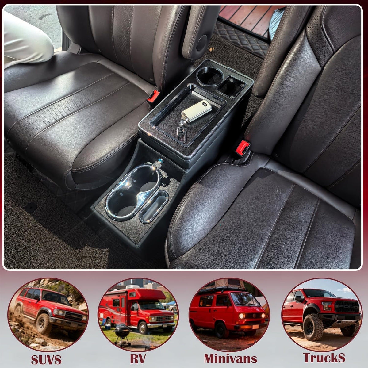 YURSENJIE lifestyle shot in van showing family comfort and organization