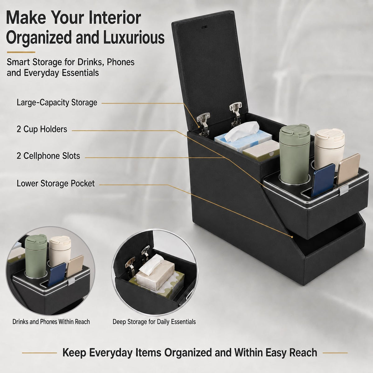 YURSENJIE size comparison with seats demonstrating compact universal fit