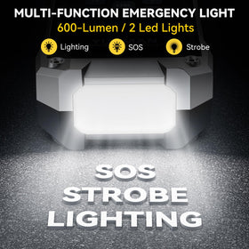 YUSMAN LED worklight illuminated in dark, bright SOS and strobe visibility