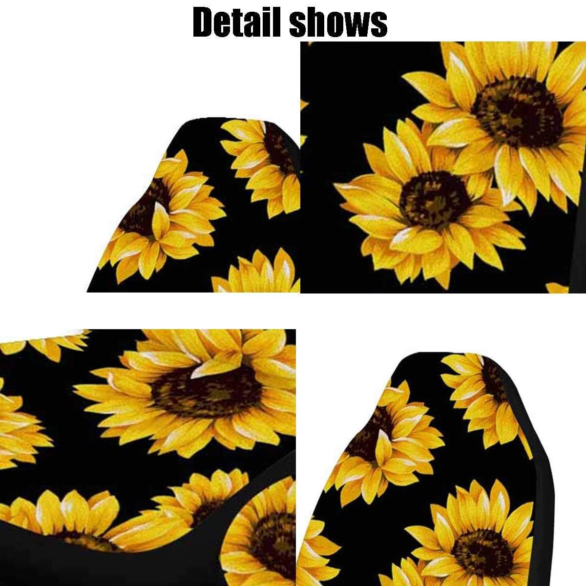 Lifestyle shot of Yuudar sunflower covers in car, colorful upgrade and stain protection