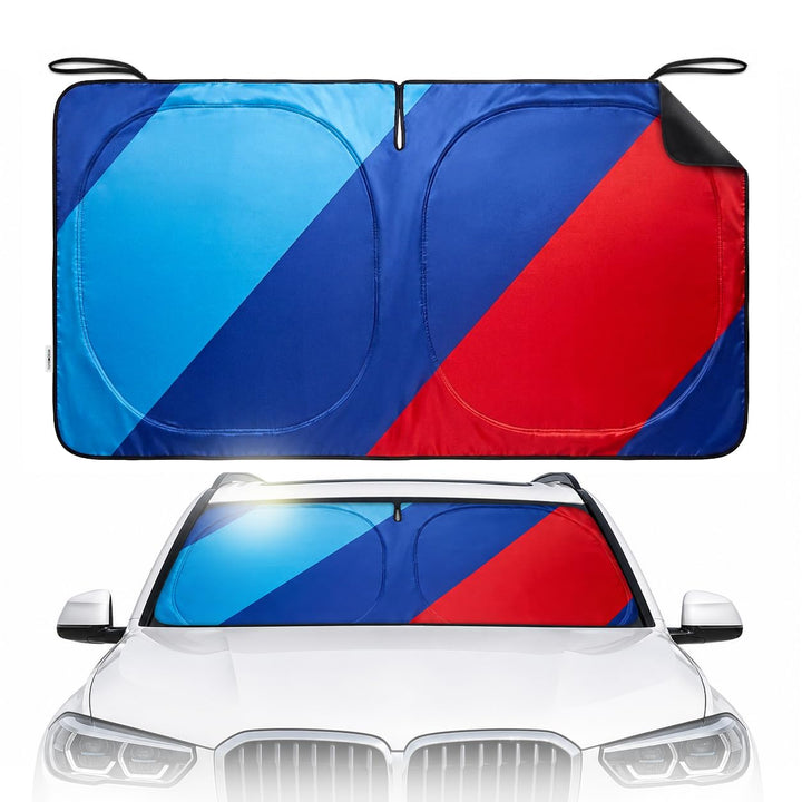 YUYOOOSEN front view installed on windshield showing full coverage and cooling benefit