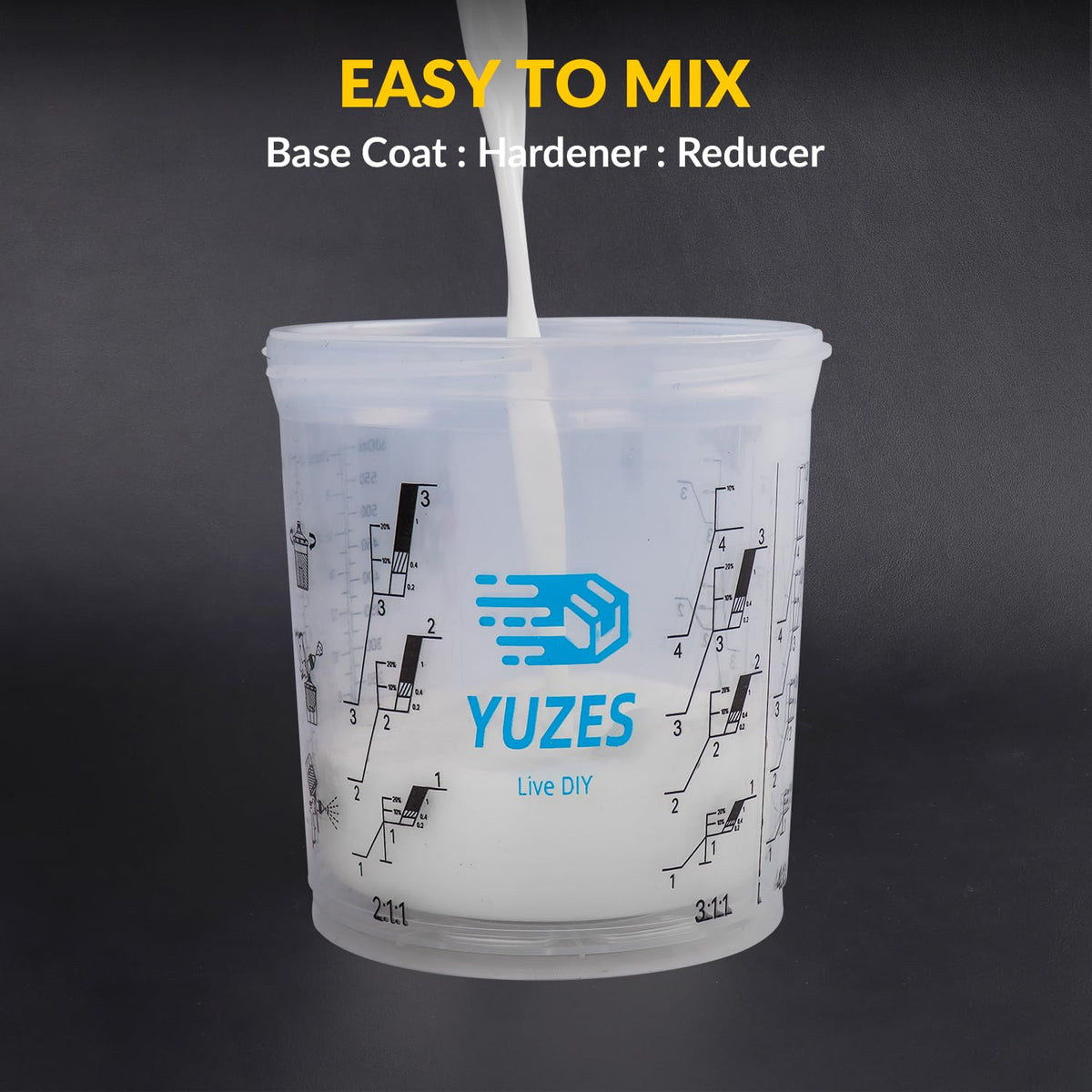 YUZES kit installed on spray gun demonstrating quick liner replacement benefit