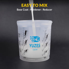 YUZES kit installed on spray gun demonstrating quick liner replacement benefit