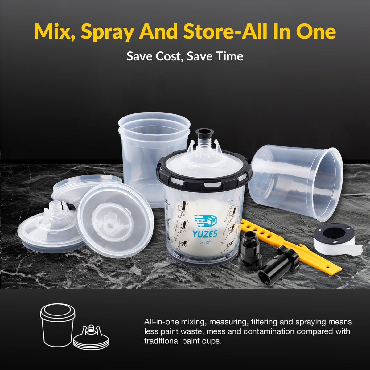YUZES reusable hard cup with retainer ring for secure, stable mounting