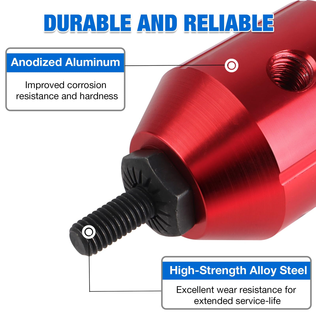 YUZES scale comparison illustrating compact adapter size versus standard manual tool for tight spaces