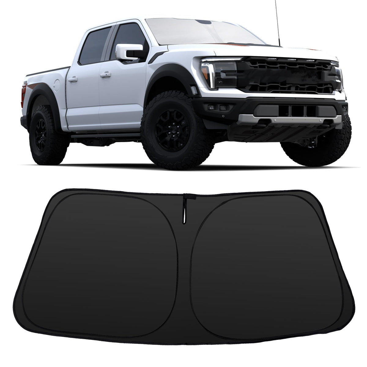 YYCKE front-fit on Ford F-150 windshield showing full coverage and sun protection