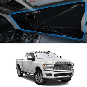 YYCKE front view of windshield shade showing full coverage and neat finish for protection