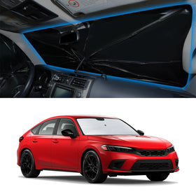 YYCKE front view of windshield shade showing full fit and easy placement benefit