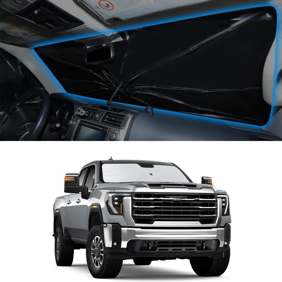 YYCKE front view showing full windshield coverage and cool-cabin benefit
