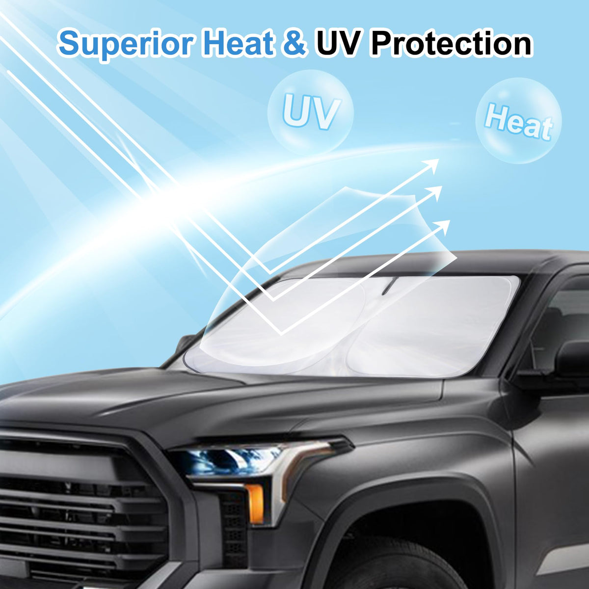 YYCKE silver reflective surface close-up demonstrating heat reflection benefit