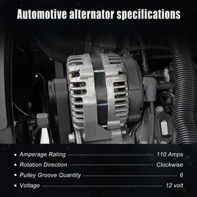 YYHHZZ alternator installed in engine bay demonstrating correct fit and routing