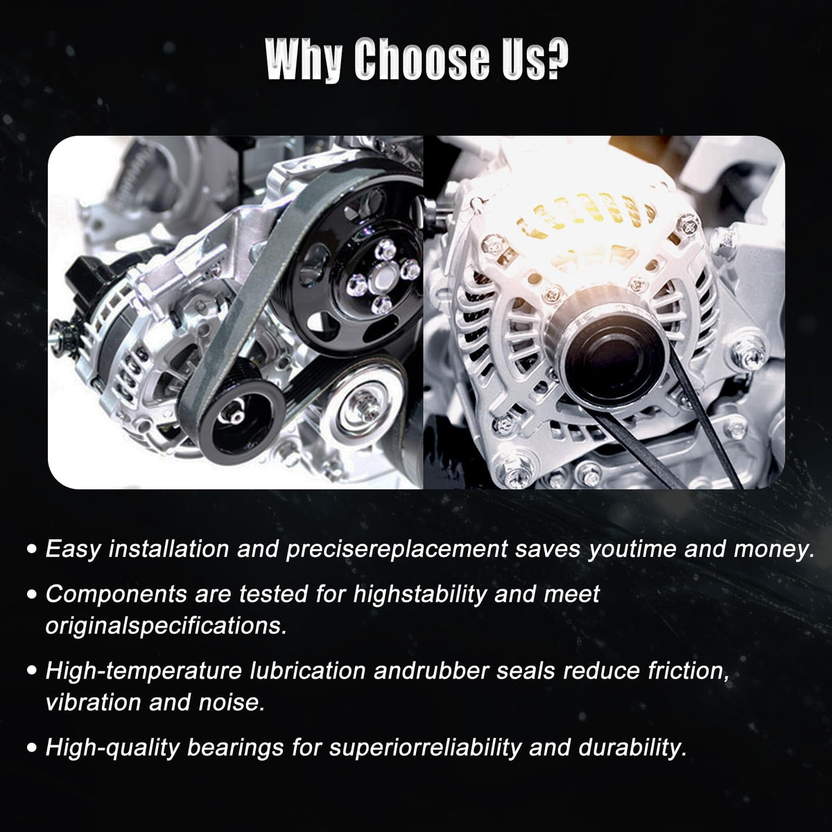 YYHHZZ alternator label with part numbers visible aiding part verification benefit
