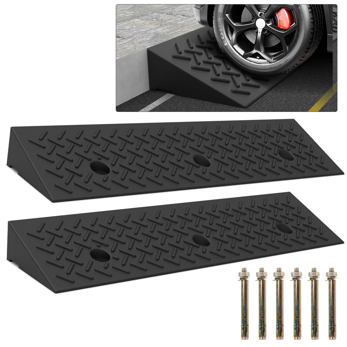 YZHUPTE front view of two ramps showing compact pack and immediate curb solution