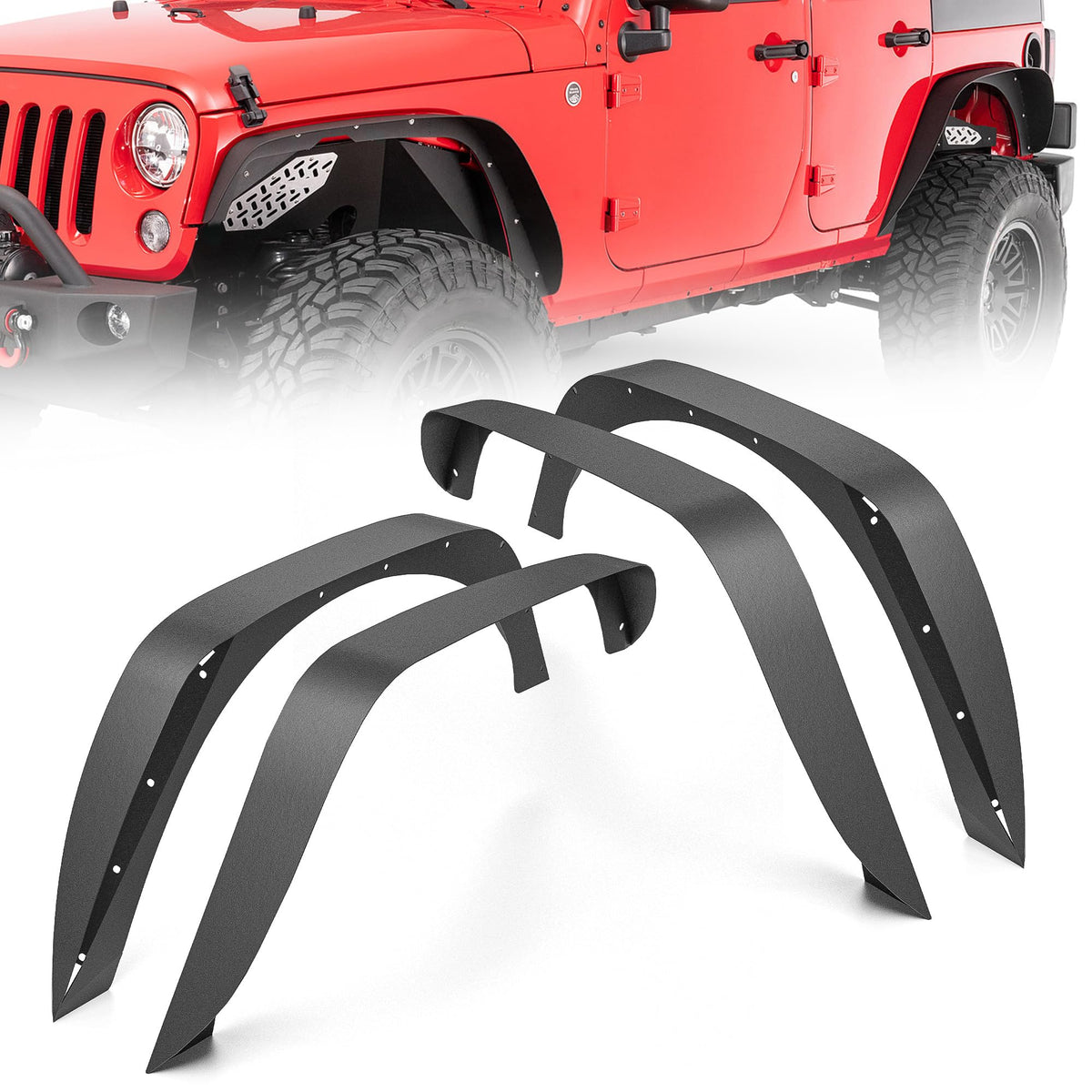 YZONA front fender flare front view showing sturdy fit and protection