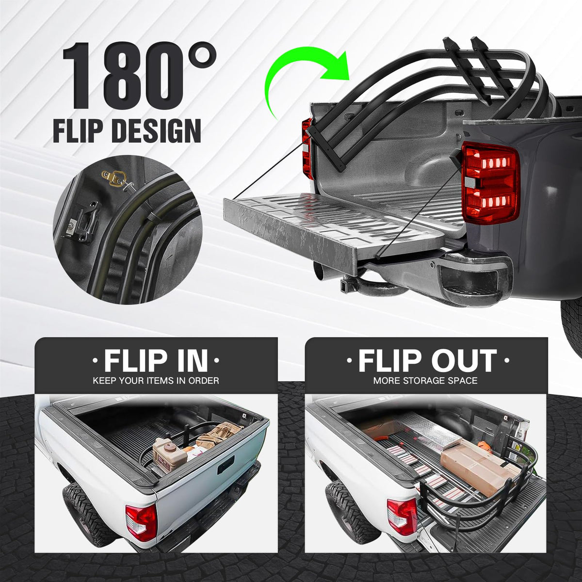 YZONA extender flipped inward forming a secure cargo barrier to prevent shifting