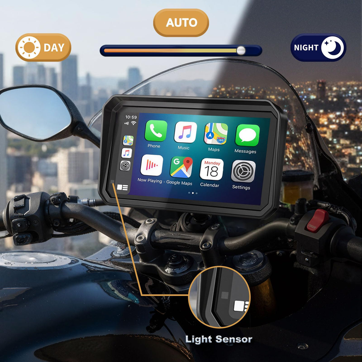 YZW navigation screen in daylight illustrating high brightness readability