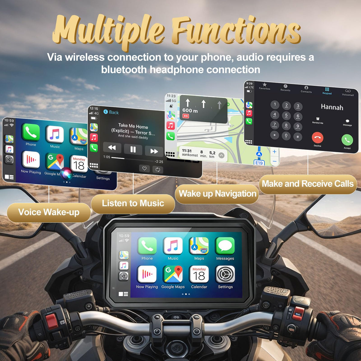 YZW installed on motorcycle handlebar demonstrating stable riding view