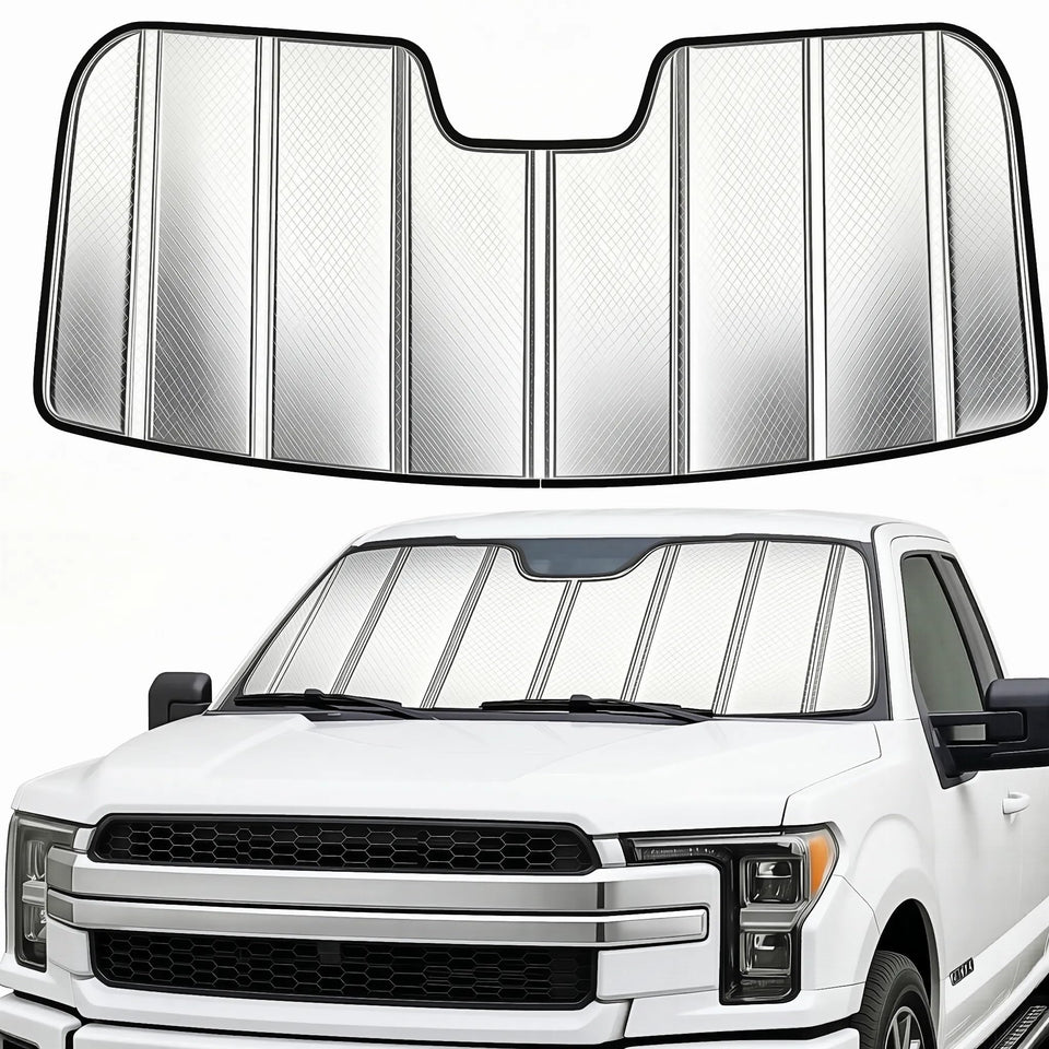 YZZWATW front view installed on Ford windshield showing full coverage benefit