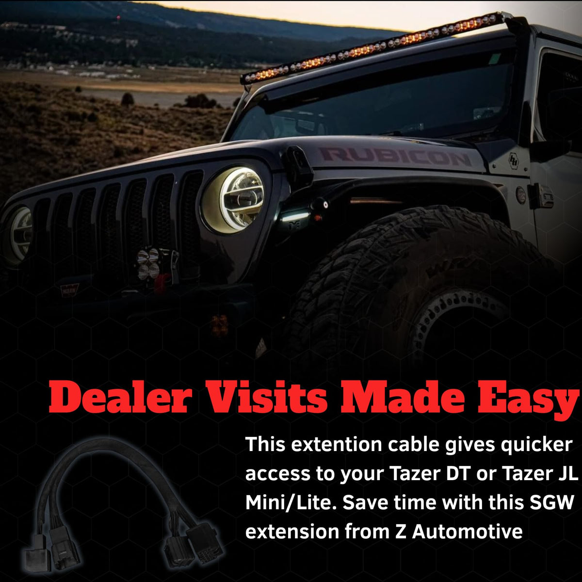 Z Automotive extension plugged into Tazer unit illustrating simple plug-and-play use