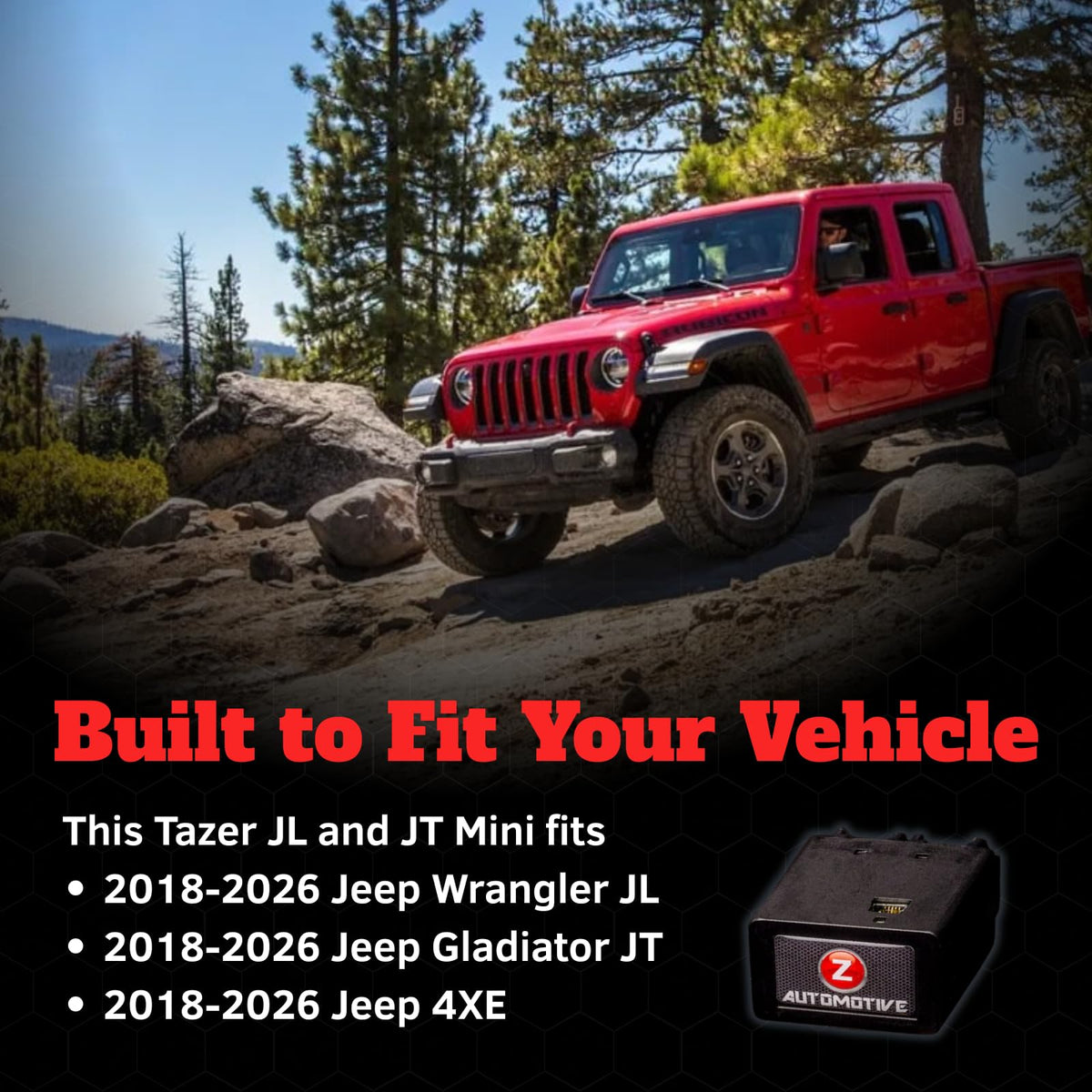 Z Automotive Tazer Mini close-up label showing model info and simple user controls