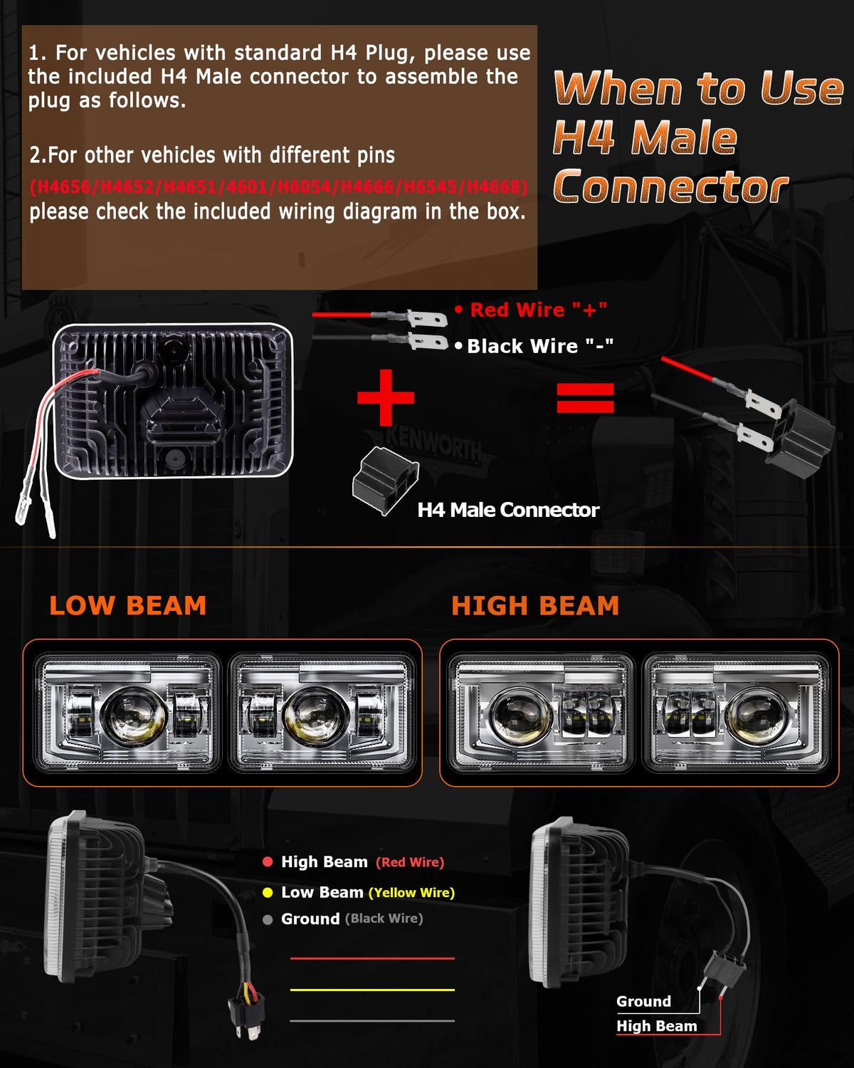 Z-OFFROAD headlight beside ruler showing compact 4x6 size for compatibility benefit