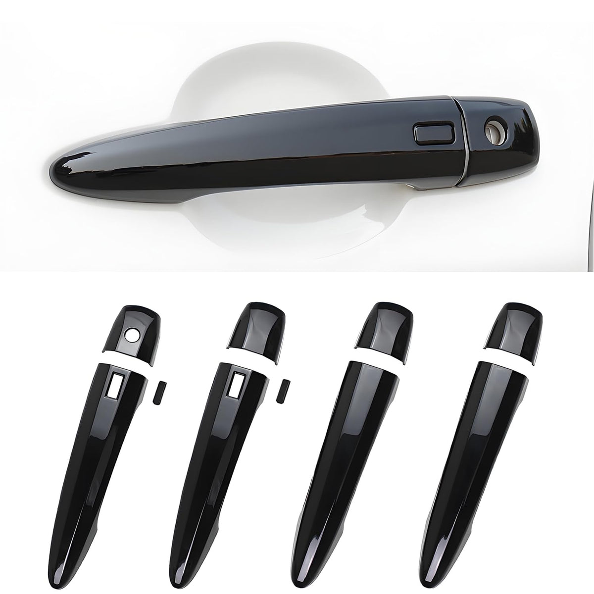 Zacxoxsr front view glossy black handle cover showing sleek upgrade and protection
