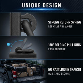 Zahawn folded anchor lying flat in a truck bed saving cargo space and preventing noise