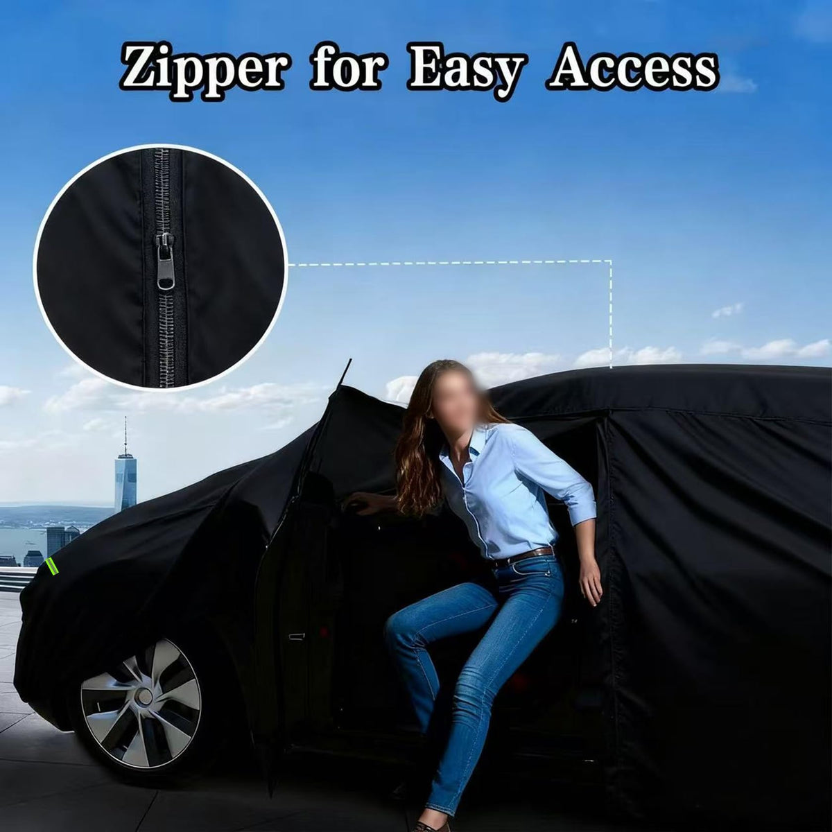 ZalerDisk cover next to sedan showing 178–185 inch fit